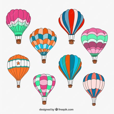 Premium Vector | Hand drawn hot air balloons Cartoon Hot Air Balloon, Hot Air Balloon Cartoon, Balloon Vector, Hot Balloon, Balloon Cartoon, Room Artwork, Artwork Ideas, Angel Crafts, Pot Designs