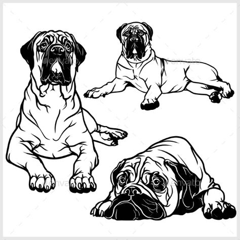 Bullmastiff Tattoo, American Mastiff, Bull Mastiff Dogs, English Mastiff Dog, Character Challenge, Dog Pumpkin, English Mastiff, Silhouette Stencil, Bull Mastiff