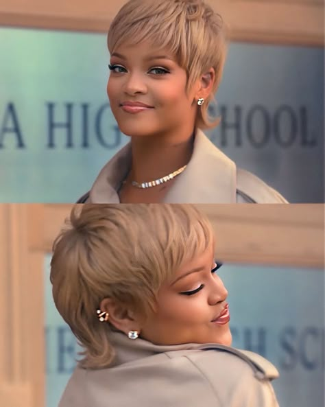 Rihanna Short Hair Pixie, Rihanna Mullet, Mullet Black Women, Rihanna Haircut, Rihanna Legs, Rihanna Short Hair, I Love Rihanna, Hairstyle Wigs, Rihanna Hairstyles