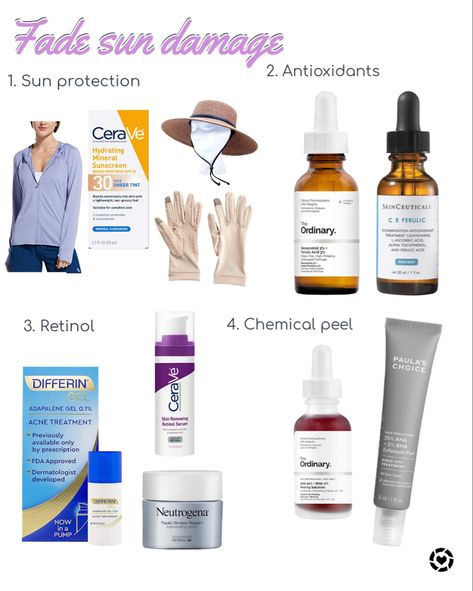 How to fade sun damage. #skincareproducts #skincaretips #skincaretipsfordarkspots #antiagingskincare #antiaging #antiagingtips Dr Dray, Differin Gel, How To Fade, Sun Damaged Skin, Face Makeup Tips, Rough Texture, Effective Skin Care Products, Chemical Peel, Skin Radiance