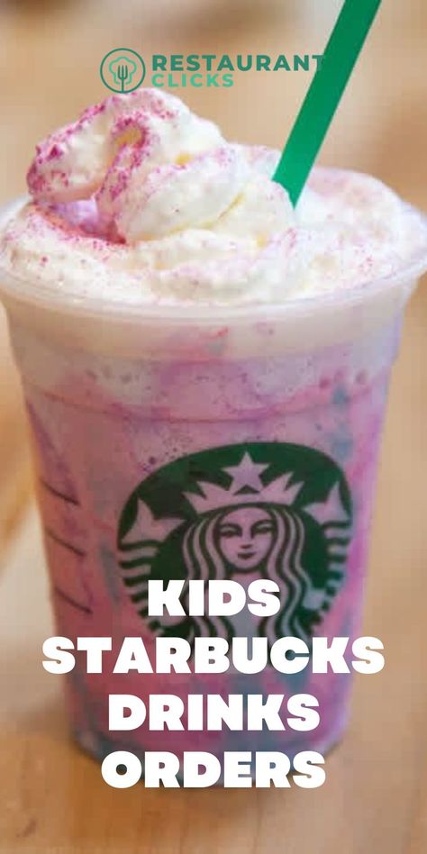 Kids Starbucks Drinks Orders Starbucks Kids Menu, Kids Starbucks Drinks, Starbucks Kids Drinks, Starbucks Drinks Orders, Non Coffee Starbucks Drinks, Dairy Free Starbucks Drinks, Delicious Starbucks Drinks, Starbucks Frappuccino Recipe, Starbucks Hot Chocolate