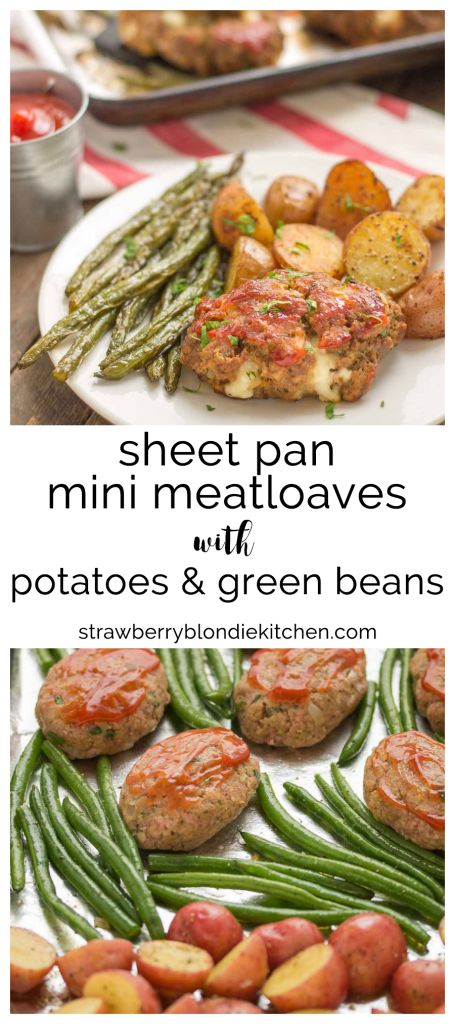 Yum! Used my meatloaf recipe and made this with veggies for lunches. ~ Original Pinner: Sheet Pan Mini Meatloaves with Potatoes & Green Beans is the ultimate comfort food, cooked on one pan for easy cleanup. Now that's what I can a winner-winner, meatloaf dinner! | Strawberry Blondie Kitchen Strawberry Blondie, Potatoes Green Beans, Mini Meatloaves, Meatloaf Dinner, Sheet Pan Suppers, Sheet Pan Dinners Recipes, Beauty Diy, Sheet Pan Dinners, Diy Recipes