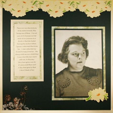 Mom Scrapbook Layout | FaveCrafts.com Diy Vintage Crafts, Vintage Craft Ideas, Memorial Scrapbook, Scrapbooking Layouts Vintage, Genealogy Scrapbook, Heritage Scrapbooking Layouts, Heritage Scrapbook Pages, Family Scrapbook Layouts, Beginner Scrapbooking