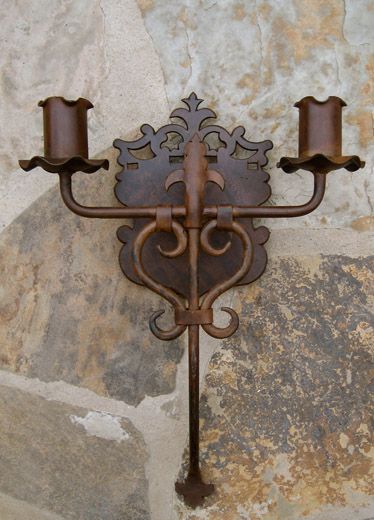 Spanish Colonial-style iron sconce Iron Wall Lamp, Mexican Wrought Iron, Spanish Colonial Light Fixtures, Wrought Iron Sconces, Spanish Style Mirror, Spanish Revival Lighting Fixtures, Spanish Colonial Decor, Spanish Style Decor, Spanish Colonial Homes