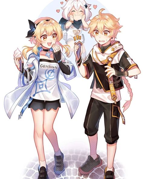 Lumine And Aether, Anime Siblings, Anime Friendship, Fanarts Anime, Im Happy, Genshin Impact, Twins, Character Art, The Story