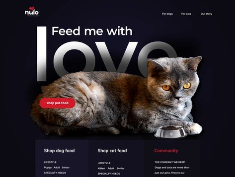 Pet food website design by Dannniel for Marcato Studio on Dribbble Food Website Design, 블로그 디자인, Cat Website, Interactive Web Design, Best Website Design, Webdesign Inspiration, Ecommerce Design, Webpage Design, Food Website