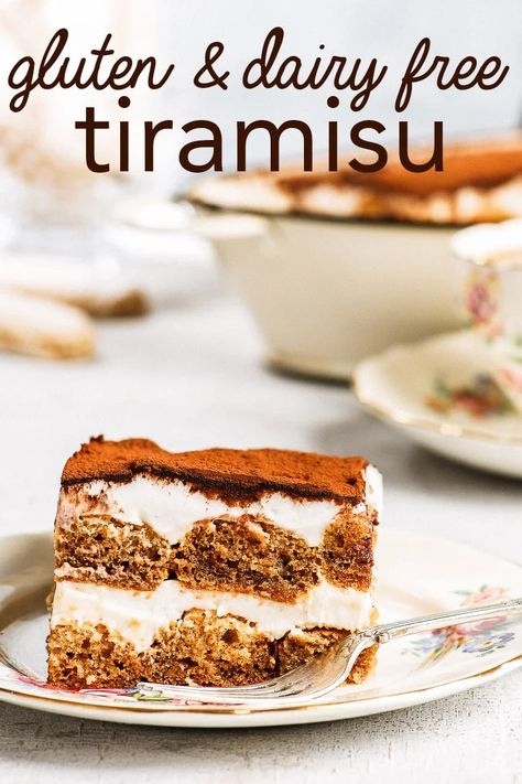 Dairy & Gluten Free Tiramisu - This dairy and gluten free tiramisu will change your life. Containing no gluten and no dairy, this tiramisu recipe won’t deprive you of any of the taste, texture or coffee-filled decadence of the classic Italian dessert. With homemade gluten free ladyfingers and a coconut cream-based filling. Gluten free dessert. Dairy free dessert. Healthy dessert. Healthy tiramisu. Dairy free tiramisu. Easy dessert recipes. #dessert #tiramisu #glutenfree #dairyfree #recipe Desserts Without Milk, Dairy Free Tiramisu, Tiramisu Easy, Healthy Tiramisu, The Loopy Whisk, Loopy Whisk, Gluten Free Tiramisu, Gluten Free Gnocchi, Gluten Free Dairy Free Dessert