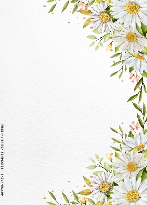 Daisy Invitations, Flower Birthday Invitations, Tv Wall Decor Ideas, Daisy Birthday, Yellow Chrysanthemum, Birthday Card Ideas, Floral Invitations Template, Floral Cards Design, Daisy Wedding