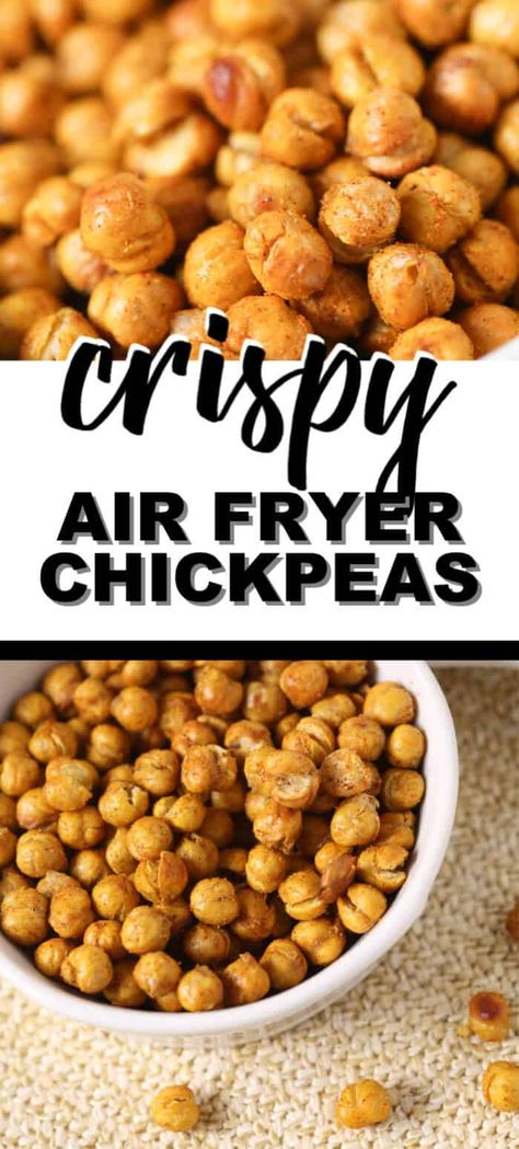 Crispy Air Fryer Chickpeas, Air Fryer Chickpeas, Chic Peas, Chickpea Recipes Roasted, Cooks Air Fryer, Party Spread, Crispy Chickpeas, Crunchy Snack, Chickpea Recipes