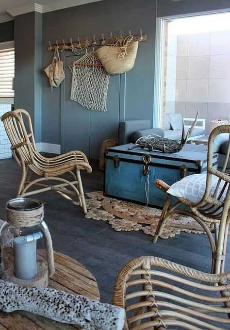 Nautical Sitting Room, Beach Chalet Interior, Maritime Interior Design, Quirky Beach House, Nautical Style Interior Design, Scandinavian Beach House Interior Design, Seaside Interior Design, Nordic Beach House, Ocean Interior Design