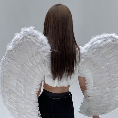 Lesserafim Sakura, Angel Wings, A Woman, Angel, On Twitter, Twitter, Wall, White