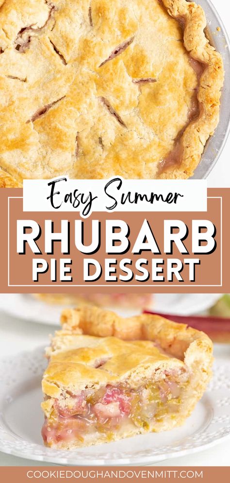 Indulge in the flavors of summer with this Rhubarb Pie Recipe, a delightful mix of sweet and tart encased in a light, flaky crust. Rhubarb, a vegetable often used as a fruit, can be found in grocery stores during late Spring and summer. With just over an hour's baking time, you'll have a fresh, mouthwatering dessert ready - perfect with a scoop of vanilla ice cream. Best Pie Recipes Homemade, Light Flaky Pie Crust, Rhubarb Pie Recipes, Rhubarb Pie Recipe, Rhubarb Recipes Pie, Pretty Desserts, Decadent Chocolate Desserts, Chocolate Pie Recipes, Rhubarb Pie