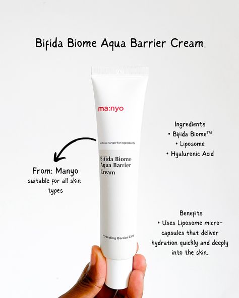 Manyo Bifida Biome Aqua Barrier Cream! @manyoglobal It is a lightweight, non-greasy cream formulated with bifida ferment lysate and hyaluronic acid to deeply moisturize and protect your skin, leaving it soft, supple, and radiant. It provides long-lasting hydration, strengthens the skin’s moisture barrier and soothes and calms irritated skin. I got this barrier cream from @skinsider.official which is the go-to destination for all things K-Beauty in the UK and Europe. This barrier cream i... Barrier Cream, K Beauty, Hyaluronic Acid, Irritated Skin, I Got This, Skin Types, About Uk, Moisturizer, Cream