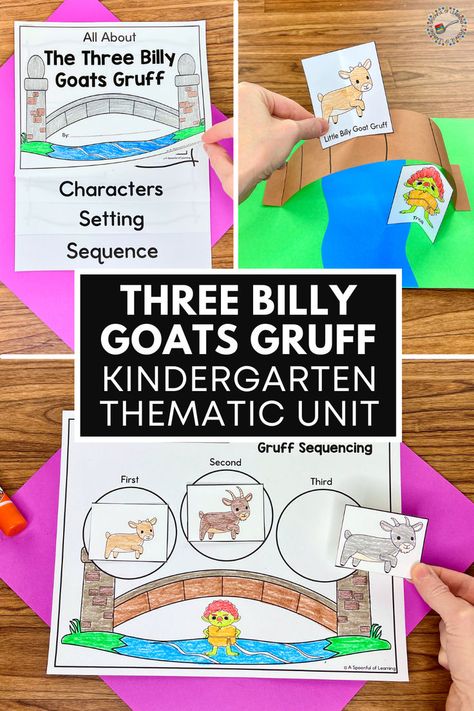 If you're looking for a fun way to keep your students engaged in academic skill practice, check out this fun folk tale unit! This Three Billy Goats Gruff kindergarten thematic unit is a great way to keep your students engaged in literacy and math practice. Click here to take a closer look at these Three Billy Goats Gruff activities. Three Billy Goats Gruff Eyfs, The Three Billy Goats Gruff Activities, Billy Goats Gruff Activities, Three Billy Goats Gruff Activities, Story Elements Anchor Chart, The Three Billy Goats Gruff, Retelling Activities, Kindergarten Units, Three Billy Goats Gruff