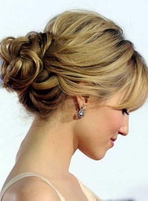 If you’re planning to be married or attend a wedding next year, I expect you’re pretty excited to see the styles and hair colours of the best wedding hairstyles for 2015! Highlights and trends to note If you’re planning for next year, don’t forget that a lot of the current fashions in hair highlighting will … Hairstyles With Bangs Updo, Bangs Updo, Greek Hair, Side Bun Hairstyles, Wedding Hairstyles Medium Length, Mother Of The Bride Hair, Elegant Wedding Hair, Side Hairstyles, Peinados Recogidos