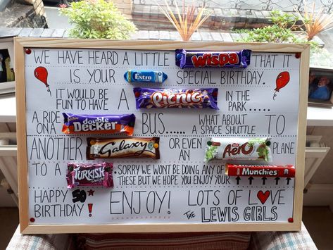 Chocolate message board Chocolate Bar Message Board, 40th Birthday Candy Poster Ideas, 50 Birthday Candy Bar Poster, Chocolate Message Board, Birthday Chocolate Bar Card, Dad Chocolate Bar Poem, 50th Birthday Chocolate Bar Card, Teachers Presents, 40th Birthday Messages