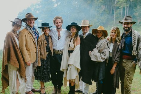 Olivia Ball’s Wedding in the Patagonian Forest | Vogue Aspen Western Chic, Mountain Chic Fashion Wedding Guest, Montana Wedding Guest Outfit, Mountain Chic Wedding Guest Attire, Mountain Wedding Attire, Western Wedding Guest Outfit, Mountain Formal, Deep In The Forest, Western Style Wedding