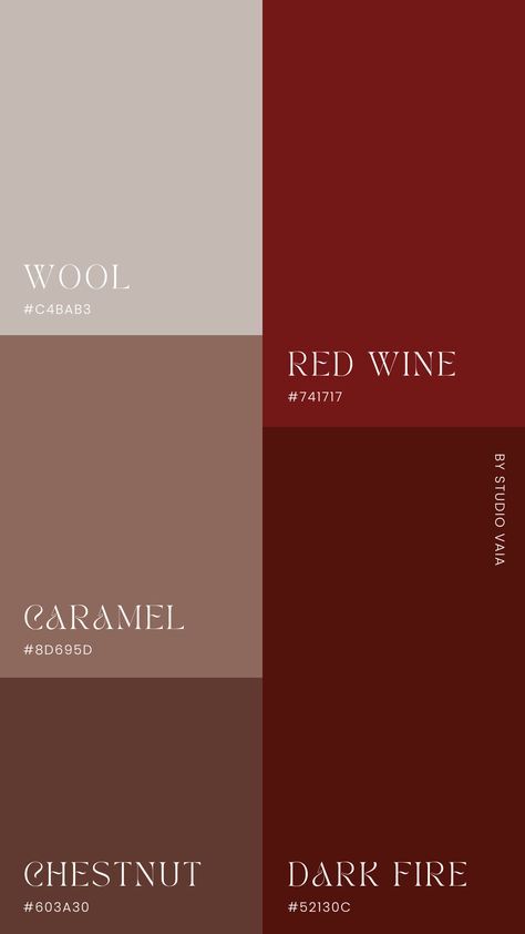 Festive christmas colors Burgundy Gold Color Palette, Wine Red Palette, Winter Berry Color Palette, Burgundy Red Color Palette, Deep Red Colour Palette, Crimson Red Color Palette, Christmas Pallete Colors, Red Pantone Colour Palettes, Wine Red Color Palette