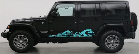 PRICES MAY VARY. Fits & Compatible with 4 door Jeep Wrangler and Gladiator Decals may need to be trimmed for exact fit but is a simple installation. The default color for this item is matte black, but you can choose any color when ordering. We only use the highest of quality of vinyl for our designs. Proudly made in the USA! This decal is “Matte Black” by default, but you can choose ANY color you wish.  We only use high quality vinyl, made to last for years without fading or peeling and is car w Jeep Hood Decals, Jeep Aesthetic, 4 Door Jeep Wrangler, Car Things, Wrangler Jeep, Jeep Gladiator, Ocean Wave, My Dream Car, Window Decals