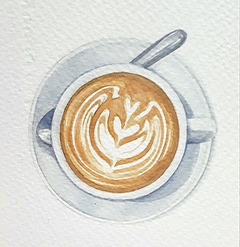 Coffee Watercolor, Tattoo Techniques, Coffee Drawing, Watercolor Food, 강아지 그림, Coffee Painting, Coffee Illustration, Cafe Art, Food Painting