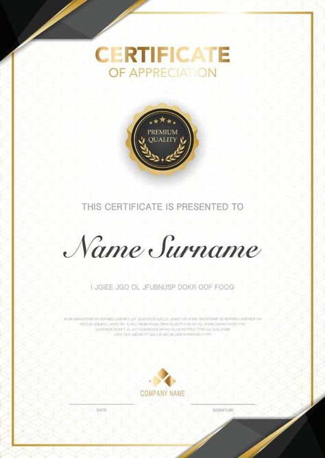 diploma certificate template black and gold color with luxury and modern style vector image. Certificate Design Black And Gold, Diploma Design, Diploma Certificate, Certificate Design Template, Gold Certificate, Template Black, Hijab Designs, Certificate Of Appreciation, Good Morning Flowers Gif