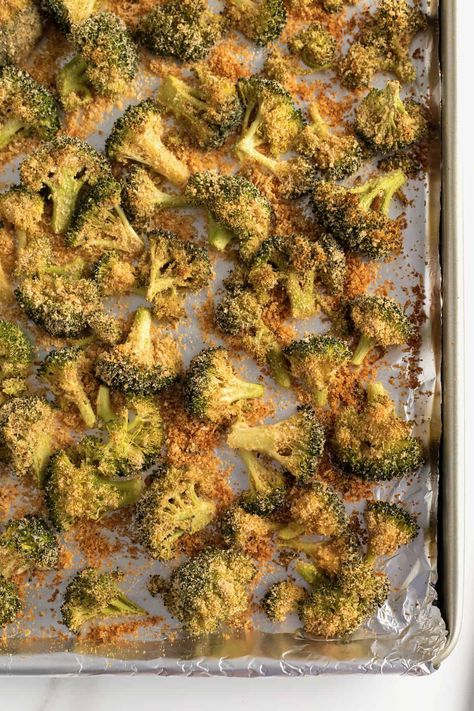 Crispy Oven Fried Broccoli by The BakerMama Crispy Oven Baked Veggies, Crispy Broccoli Fries, Crispy Broccoli Baked, Oven Fried Vegetables, Bbq Broccoli, Crispy Oven Fries, Fried Broccoli, Broccoli Bake, Oven Fried