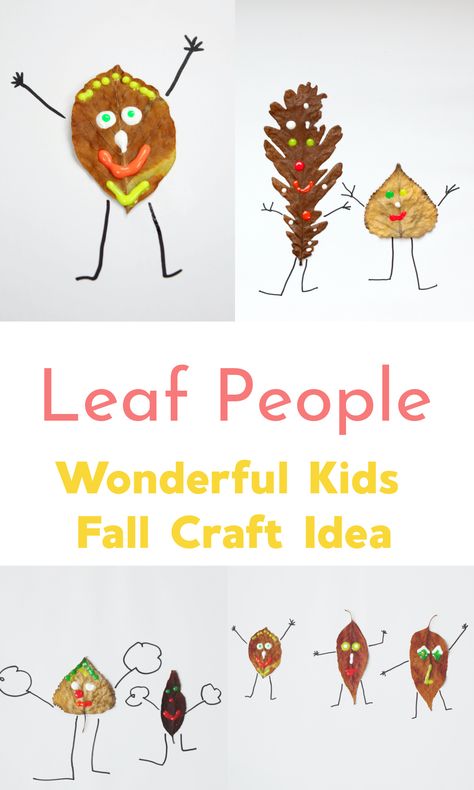 This is such a wonderfully cute idea, these little leaf people are a fantastic way to use up all those collected autumn leaves. This activity appleals to Kids and grown ups and is really a happy activity! We pressed our leaves first so they were nice and flat to paint on! #fallleafideas #fallleafcrafts #fallcraftsforkids #craftsforkids #easyfallprojects #leafpeople #easycraftsforkids #leafideasforfall #fallideas #autumncrafts #autumncraftsforkids #paintingonleaves #leafpainting Leaf People Branch People Root People, Kindergarten Leaf Art, Leaf Animals Craft Kids, Leaf Crafts For Kids, Storybook Village, Fall Leaf Art Projects, Leaf People, Pumpkins Kindergarten, Reception Class