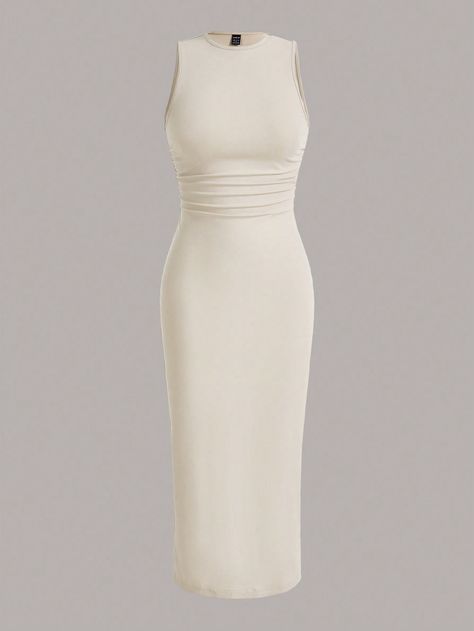 SHEIN EZwear Solid Ribbed Knit Bodycon DressI discovered amazing products on SHEIN.com, come check them out! Ribbed Knit Bodycon Dress, Knit Bodycon Dress, High Waist Sports Leggings, Mode Rose, Best Friend Outfits, Beige Style, Women Long Dresses, Seville, Fast Fashion