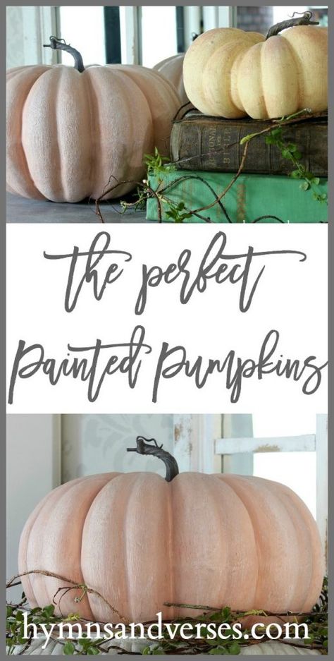 Paint Faux Pumpkins, Painted Pumpkin Centerpieces, Chalk Paint Pumpkins, How To Spray Paint Plastic Pumpkins, Rustic Pumpkin Painting, How To Paint Foam Pumpkins, Painting Craft Pumpkins, Beautiful Painted Pumpkins, Baking Soda Paint Pumpkins