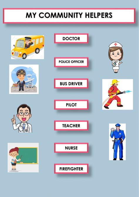 Our Helpers, Community Helpers Worksheets, Preschool Activities Printable, Community Helpers Preschool, My Community, Community Helpers, 1st Grade Worksheets, English Activities, English As A Second Language (esl)