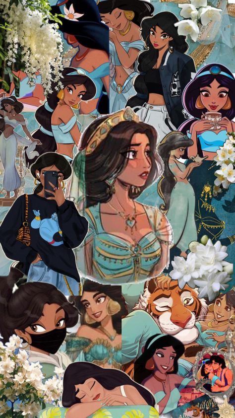 Princess Jasmine Aesthetic, Jasmine Aesthetic, Disney Jasmine, Disney Princess Fan Art, Disney Princess Images, Royalty Aesthetic, Cute Disney Pictures, Disney Collage, Disney Princess Wallpaper