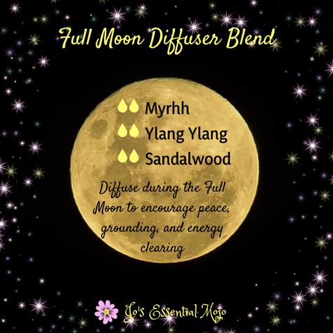 Full Moon Diffuser Blends, Full Moon Essential Oil Blend, Wiccan Recipes, Moon Diffuser, Mindful Gifts, Moon Candles, Money Oil, Diy Essential Oil Diffuser, Doterra Diffuser Blends