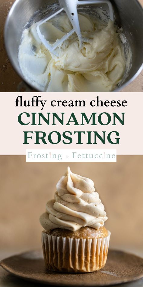 Cinnamon Cream Cheese Frosting Recipe, Spiced Cream Cheese Frosting, Cinnamon Cake Filling, Cinnamon Whipped Cream Frosting, Icings And Frostings, Applesauce Cake With Cinnamon Cream Cheese Frosting, Cinnamon Icing Recipe, Pecan Icing Recipe, Stable Cream Cheese Frosting