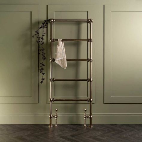 The Mercantile Ladder - Catchpole & Rye Antique Ladder, Moody Bathroom, Bathroom Towel Rails, Aged Copper, Heated Towel Rail, Heated Towel, Towel Rail, Aged Brass, Rye