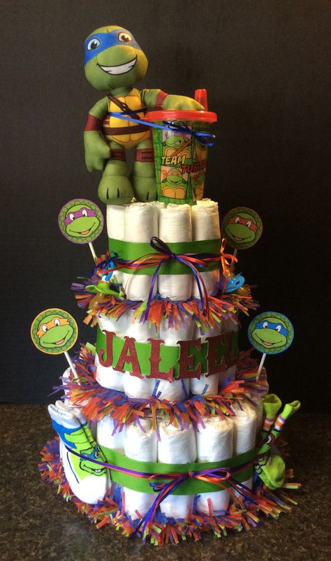 Ninja Turtles Baby Shower Ideas, Ninja Turtle Baby Shower Ideas, Ninja Turtle Smash Cake, Ninja Turtle Wedding, Turtle Baby Shower Cake, Ninja Turtle Sweets Table, Ninja Turtle Sewer Cake, Baby Ninja Turtle, Ninja Turtle Theme