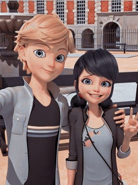 Miraculous Marinette Dupain-Cheng Ladybug Biedronka Tikki Adrien Agreste Chat Noir Czarny Kot Plagg Adrien X Marinette, Catnoir And Ladybug, Modern Disney Characters, Ladybug Cat Noir, Adrian And Marinette, Teen Shows, Gym Guys, Miraculous Ladybug Wallpaper, Marinette And Adrien