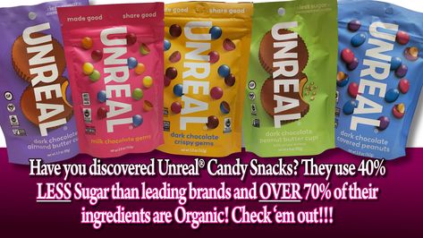 Have you discovered Unreal® Candy Snacks? They use 40% LESS Sugar than leading brands and OVER 70% of their ingredients are Organic! Check ‘em out!!! Unreal Candy, Candy Snacks, Dark Chocolate Almonds, Less Sugar, Candy Brands, Chocolate Butter, Chocolate Milk, Dark Chocolate, Snack Recipes