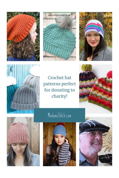 Crochet Hats For Charity, Charity Crochet Patterns Free, Crocheting Hats, Charity Crochet, Crochet Hat Patterns, Make A Hat, Easy Crochet Hat Patterns, Crochet Beanie Pattern Free, Making Hats