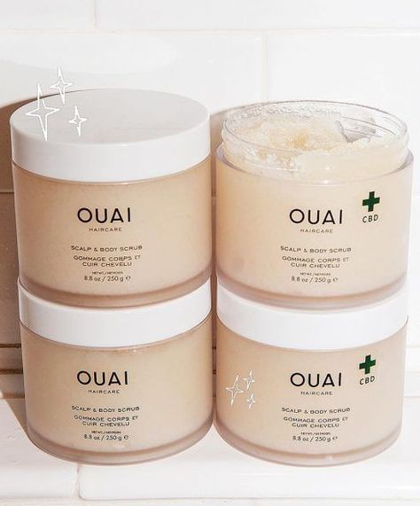 Haircare Wishlist, Scrub Packaging, Packaging Aesthetic, Hair Packaging, Gentle Face Scrub, Ouai Hair, Ouai Haircare, Body Scrub Recipe, Hair Scrub