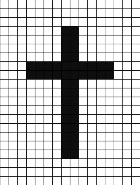 A pixel art template of the religious cross from the Christian community, whom Jesus died upon. Christian Pixel Art, Cross Pixel Art, Angel Pixel Art, Christianity Symbols, Alfa Pattern, Easy Perler Bead Patterns, Graph Crochet, Pixel Drawing, Bead Weaving Tutorials