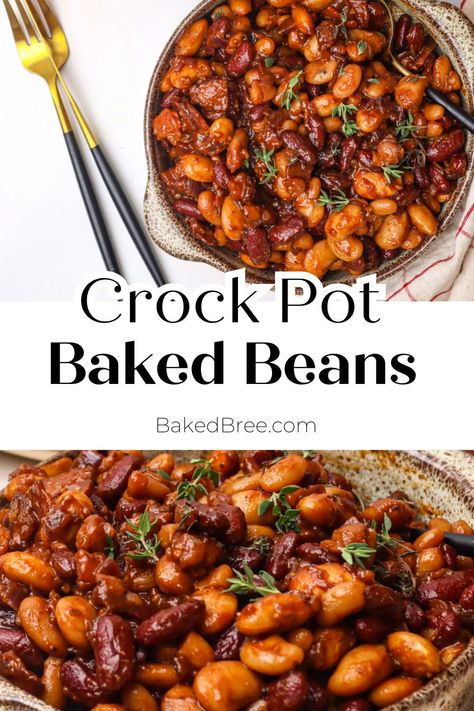 Crockpot Baked Beans, Beans Recipe Crockpot, Beans Baked, Baked Beans Crock Pot, Slow Cooker Baked Beans, Beans In Crockpot, Slow Cooker Baking, Canned Butter, Baked Bean Recipes