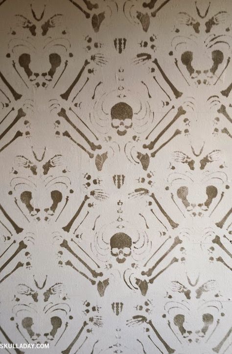 Gothic Stencil Patterns, Skull Stencil Templates Free Printable, Wall Stencil Patterns Printable, Gothic Bar, Damask Decor, Skulls And Bones, Skull Stencil, Wall Stencil Patterns, Damask Stencil