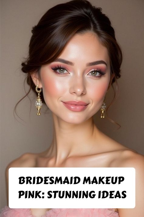 Bridesmaid Makeup Pink: Stunning Ideas Makeup For Pink Dress Dark Skin, Pink Wedding Makeup Brides, Soft Pink Makeup Looks, Bridal Makeup Pink, Bridesmaid Makeup Pink, Dusty Rose Gown, Shimmering Eyeshadow, Pink Wedding Makeup, Soft Pink Lips