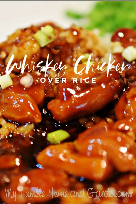 Whiskey Chicken, Bourbon Chicken Recipe, Cola Chicken, Chicken Over Rice, Whiskey Recipes, Humble Home, Bourbon Chicken, Authentic Chinese Recipes, Glazed Chicken