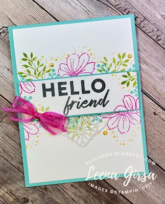 Stampin Up Friendly Hello, Plant Cards, Purple Daisy, Hello Cards, Wink Of Stella, Collage Background, Card Techniques, Friendship Cards, Stamping Up Cards