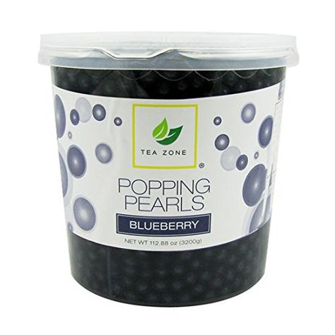 Bursting Boba, Blueberry Frozen Yogurt, Popping Pearls, Peeps Flavors, Frozen Yogurt Blueberries, Popping Boba, Black Dessert, Yogurt Toppings, Tea Supplies