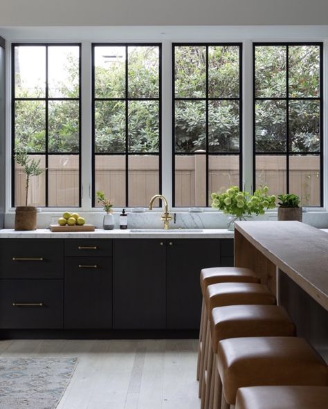 Large Kitchen Window, Kitchen Remodel Paint, Kitchen Remodel Inspiration, Dark Kitchen, Kitchen Pantry Design, Inspiration Kitchen, Remodel Inspiration, Remodeling Kitchen, Kitchen Dining Living