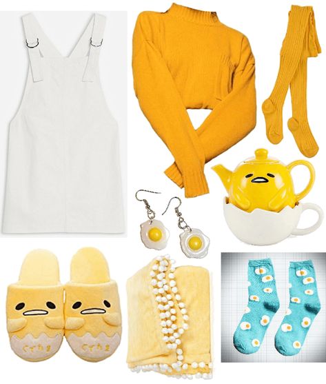 Gudetama Inspired Outfits, Pompompurin Fashion, Gudetama Cosplay, Gudetama Outfit, Gudetama Costume, Sanrio Cosplay, Gudetama Sanrio, Sanrio Birthday, Sanrio Party