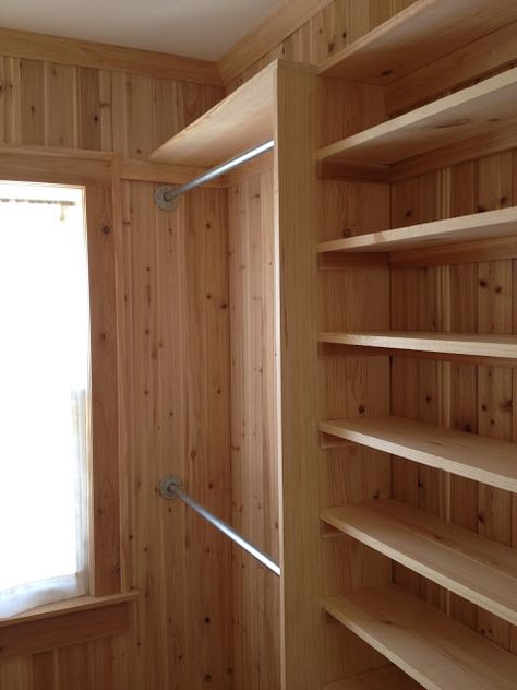 Cedar Lined Closet, Basement Closet, Rustic Closet, Armoire Makeover, Tiny Bath, Cedar Closet, Closet Remodel, Dream Closets, Closet Lighting