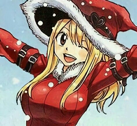 Fairy Tail Christmas Icons, Lucy Heartfilia Christmas, Winter Pfp Aesthetic, Christmas Pfps Anime, Christmas Icons Pfp, Christmas Icons Anime, Fairy Tail Christmas, Christmas Pfps, Picture Banner